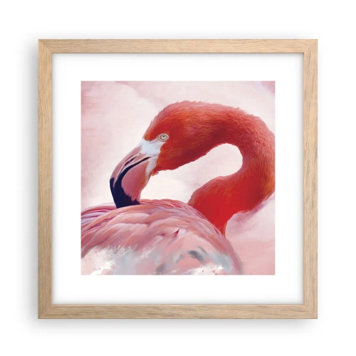 Poszter világos tölgy keretben - Madári szépség - 30x30 cm