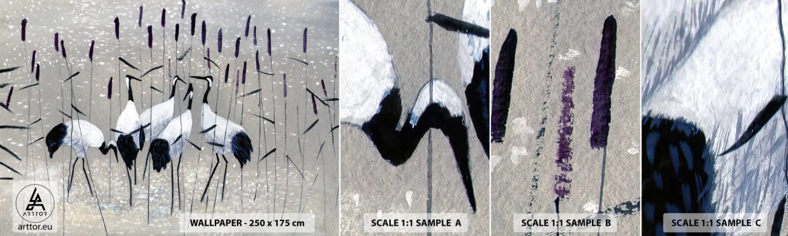 Fotótapéta Minta Öntapadós Deluxe Sticker - A sajátjaik között - Daru, Madár, Természet - 100x30 cm