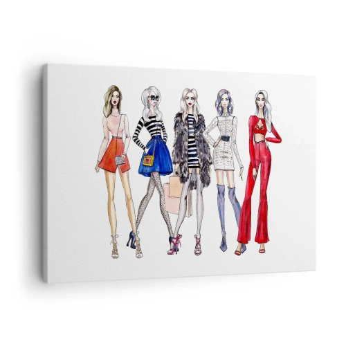 Vászonkép - Divat sziluettek stílusos illusztrációi - 70x50cm - Every week Fashion Week - Modern fali dekoráció nappalihoz és hálószobához ARTTOR