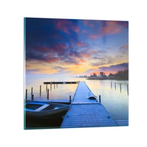 Üveg kép - Lila-arany nyugalom - 50x50 cm