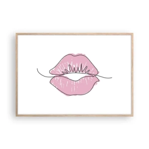 Poszter világos tölgy keretben - Készen állsz a csókra? - 100x70 cm