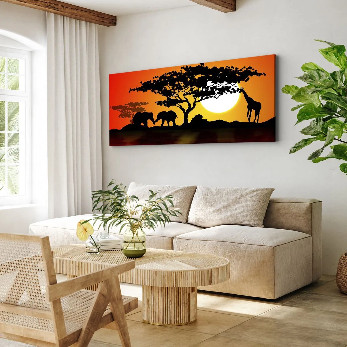 Vászonkép - Találkozás a szavannán - 100x40 cm