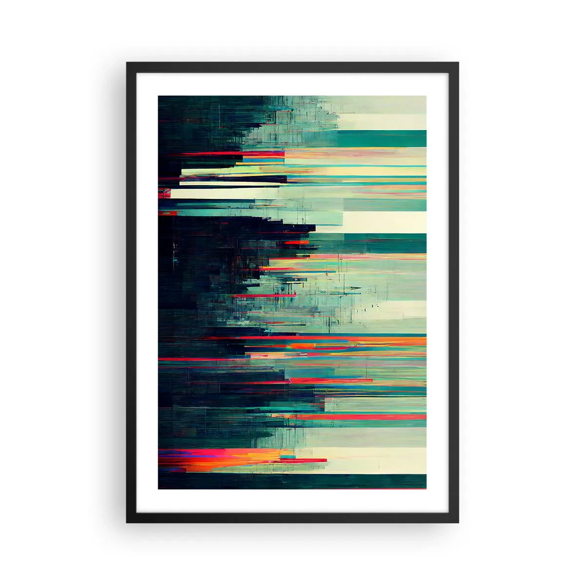 Poszter fehér keretben - Modern absztrakció geometrikus vonalakkal - 50x70cm - Futurisztikus város - Modern fali dekoráció nappalihoz és hálószobához ARTTOR