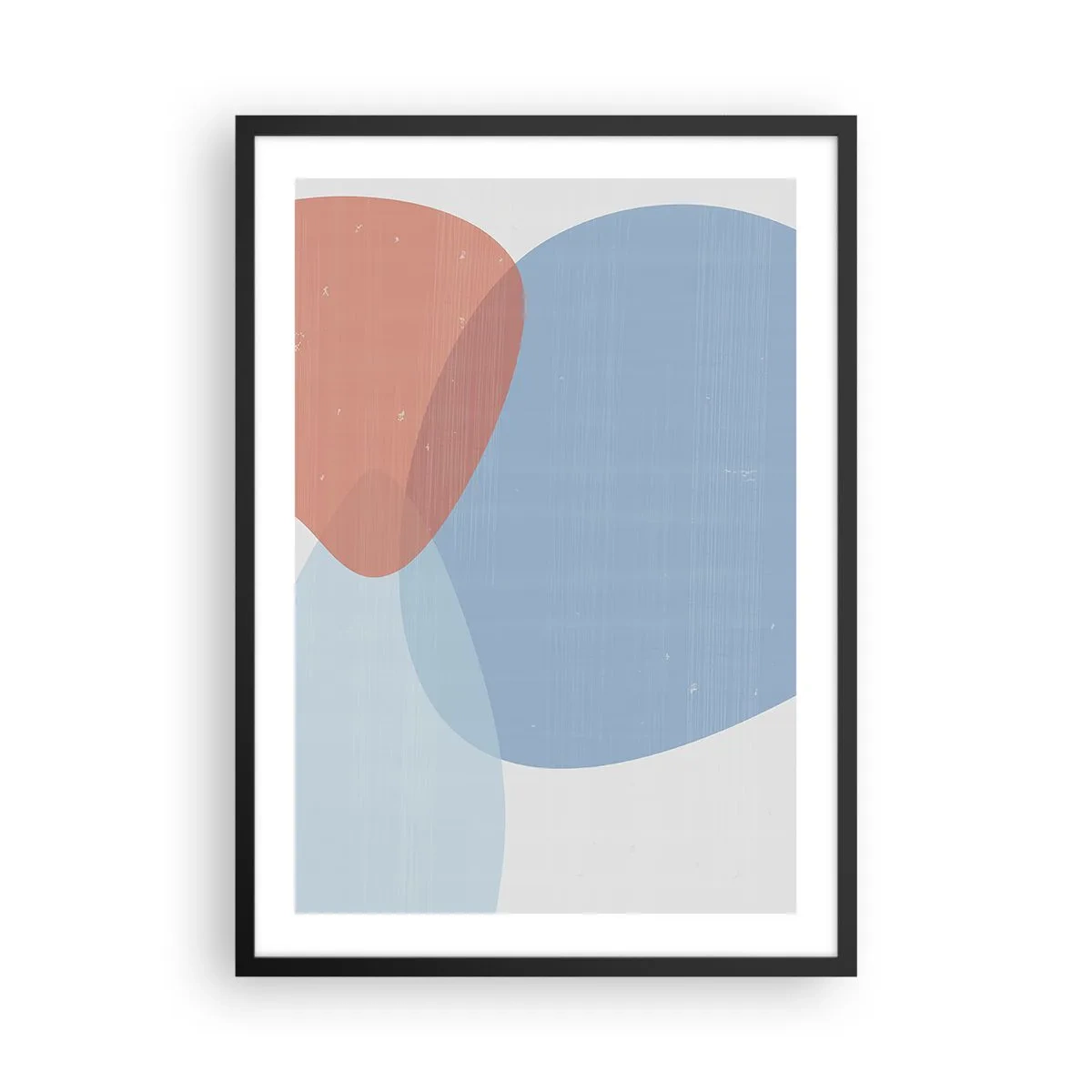 Poszter fehér keretben - Absztrakt formák kékben és bézsben - 50x70cm - Pasztell kapcsolatok - Modern fali dekoráció nappalihoz és hálószobához ARTTOR