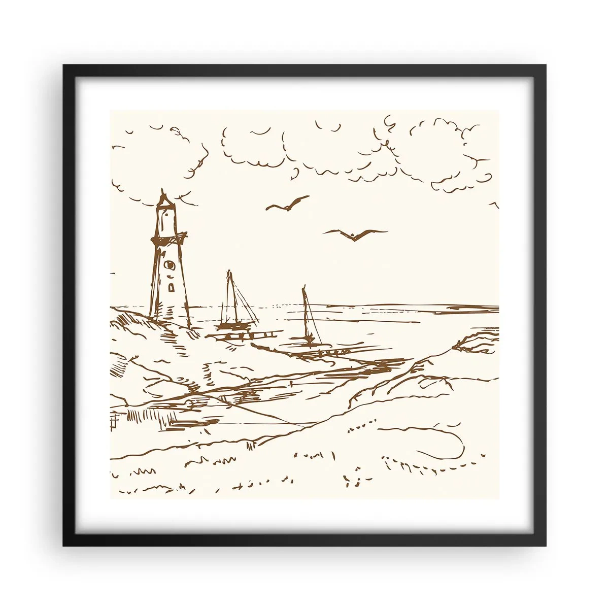 Poszter fehér keretben - A nyár emlékeinek vázlata - 50x50 cm