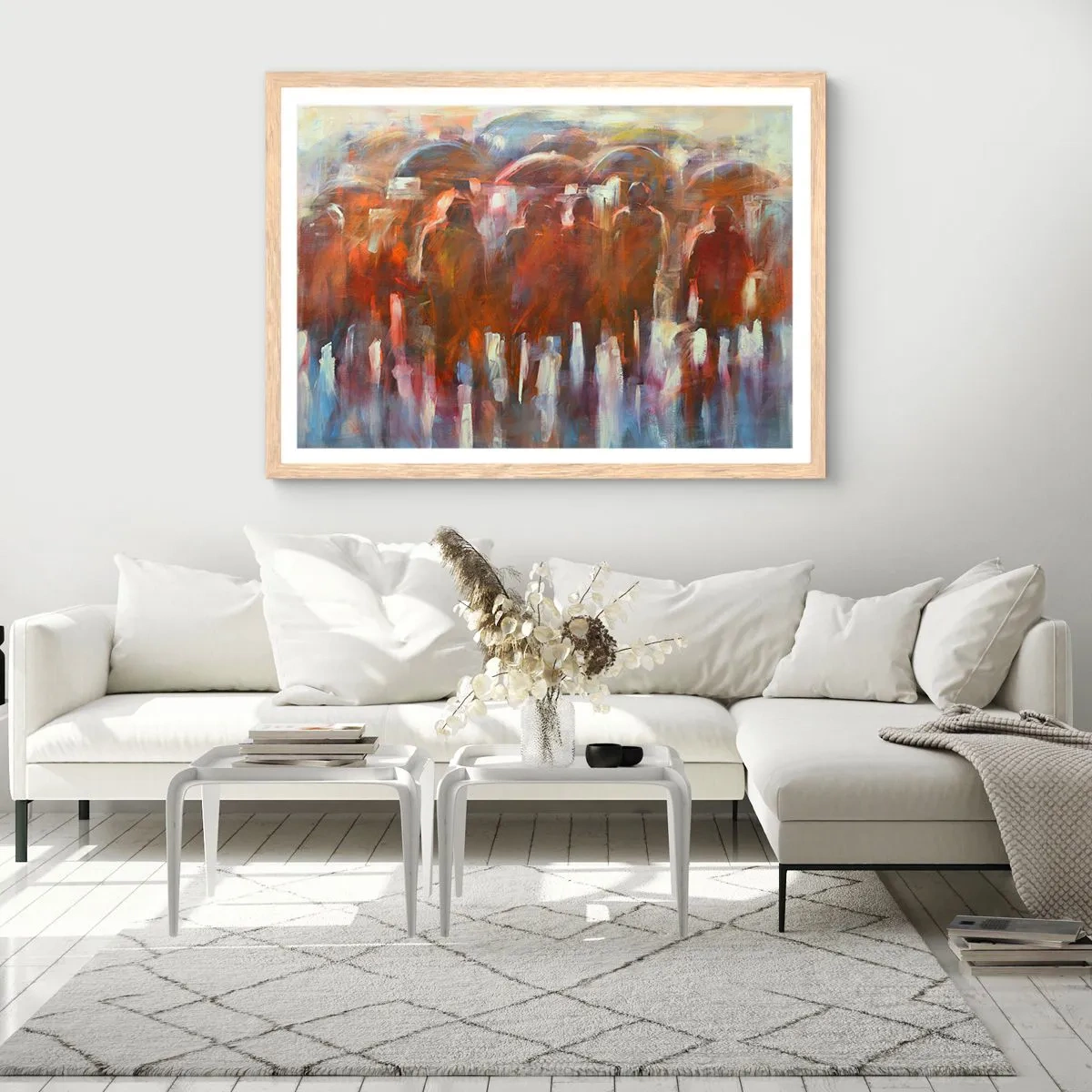 Poszter világos tölgy keretben - Egyenlőek esőben és ködben - 40x30 cm