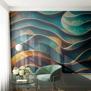 Fotótapéta Standard Eco - Kék kanyarulatok - Hullámok, Absztrakció, Háromdimenziós - 400x280 cm