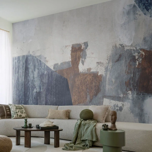 Fotótapéta Premium Sand - Kékes barna formák - Darab, Absztrakció, Minimalizmus - 200x140 cm