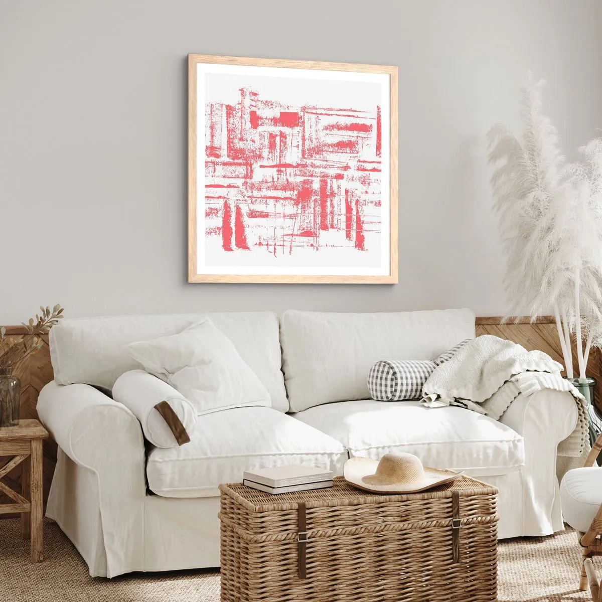 Poszter világos tölgy keretben - A vörös város - 60x60 cm