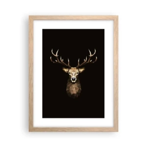 Poszter világos tölgy keretben - Kubista szarvas - 30x40 cm