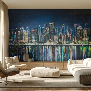 Fotótapéta Premium Sand - Lámpák kaszkádja - Város, Építészet, Folyó - 150x105 cm