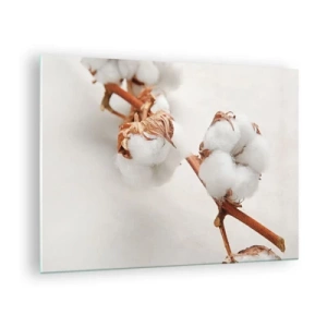 Üveg kép - Pamutág közeli képe világos háttér előtt - 70x50cm - Csak ölelkezni - Modern fali dekoráció nappalihoz és hálószobához ARTTOR
