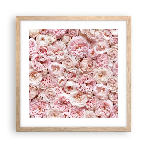 Poszter világos tölgy keretben - Rózsákkal átszőve - 40x40 cm
