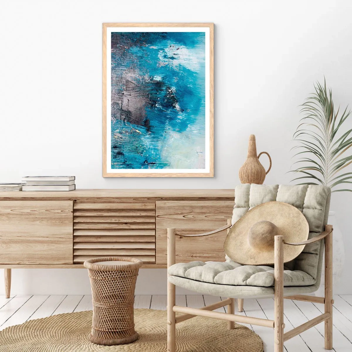 Poszter világos tölgy keretben - Kék rapszódia - 70x100 cm
