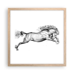 Poszter világos tölgy keretben - Vágtában megállítva - 40x40 cm