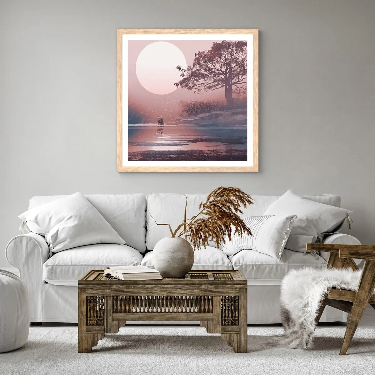 Poszter világos tölgy keretben - Éjszakai csodák - 60x60 cm