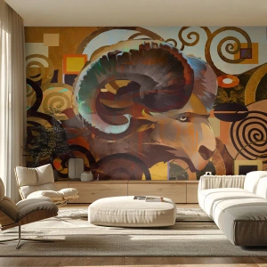 Fotótapéta Standard Eco - Stilizált kos egy absztrakt kompozícióban - 100x70cm - Mágia – vallások – rituálék - Modern fali dekoráció nappalihoz és hálószobához ARTTOR