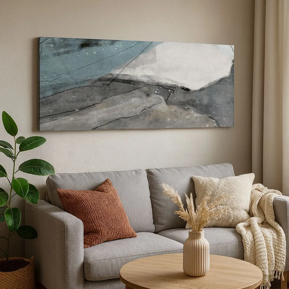 Vászonkép - Absztrakció: sziklák és jég - 100x40 cm