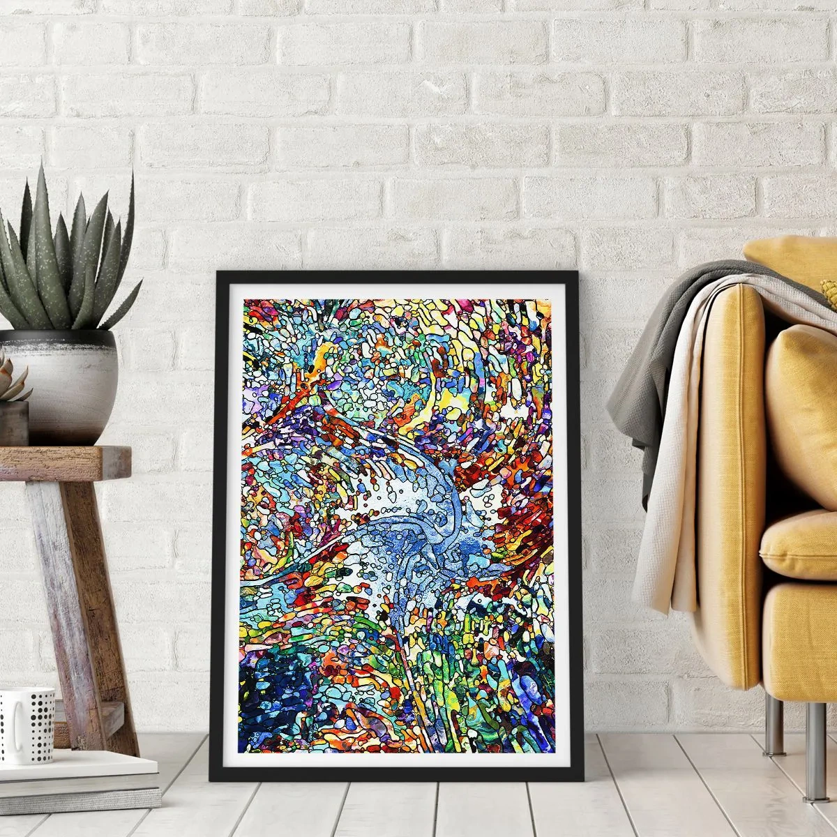 Poszter fehér keretben - Cseppes ólomüveg - 70x100 cm