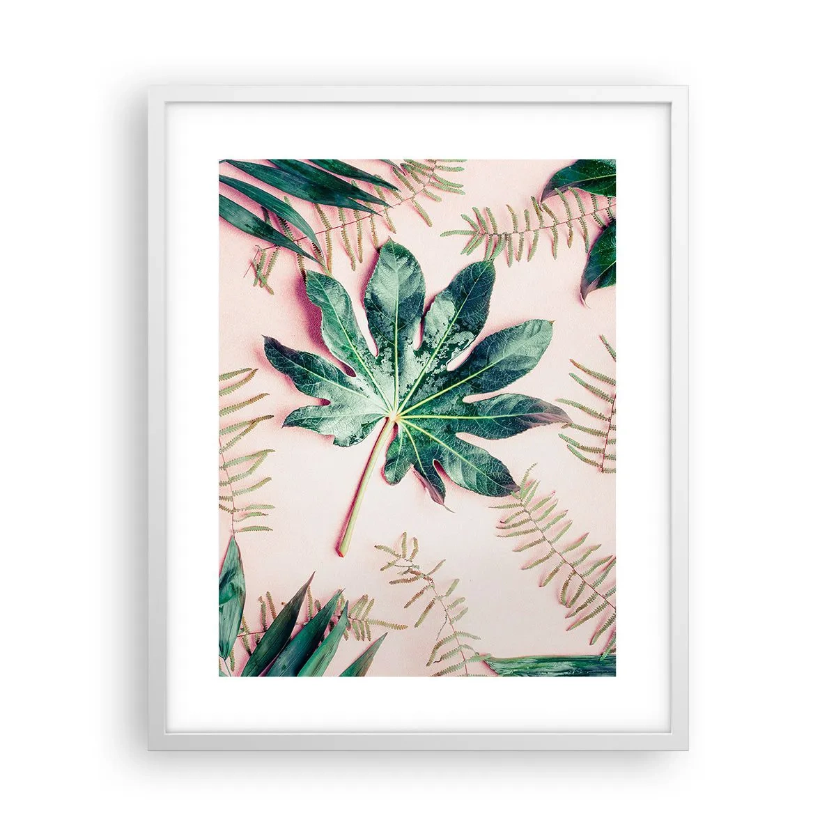 Poszter fekete keretben - A zöld tanulmánya a rózsaszín háttérben - 40x50 cm