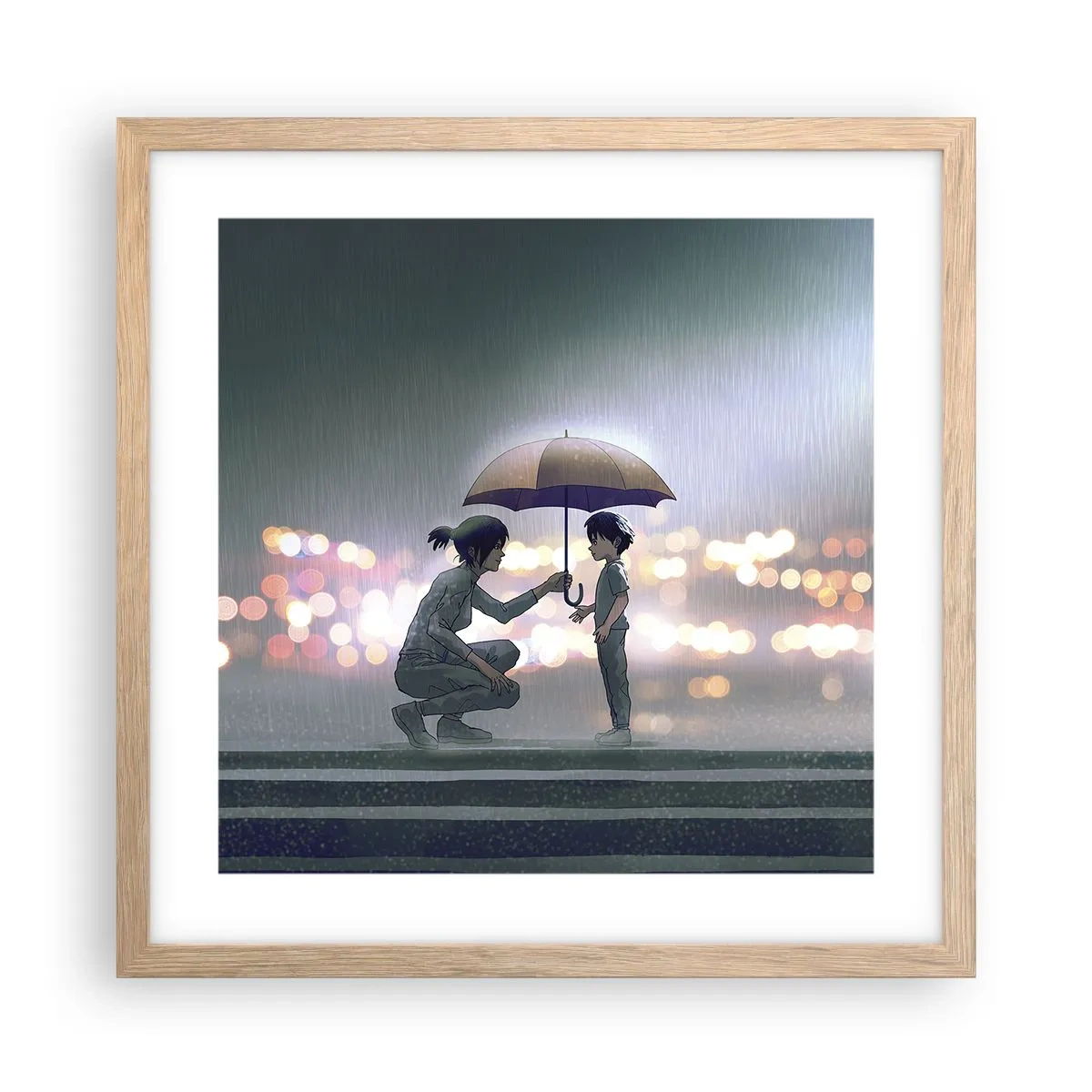 Poszter világos tölgy keretben - És most minden rendben - 40x40 cm