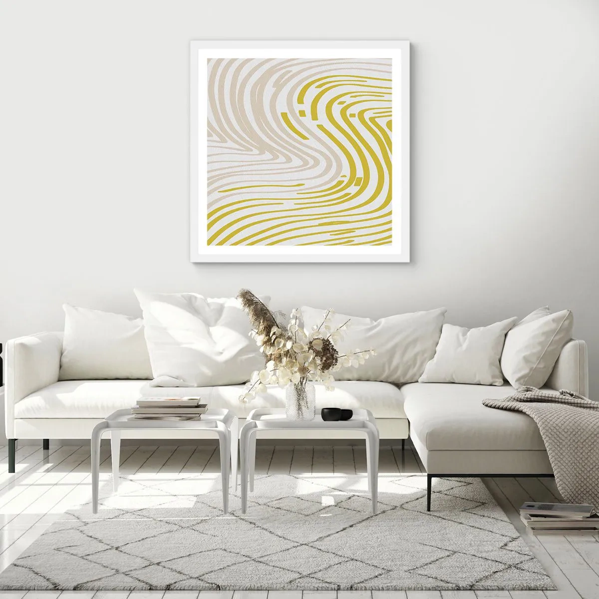 Poszter fekete keretben - Kompozíció szelíd kanyarral - 60x60 cm