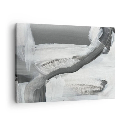 Vászonkép - Szürke és fehér absztrakció dinamikus vonalakkal - 70x50cm - Határozott mozgással - Modern fali dekoráció nappalihoz és hálószobához ARTTOR