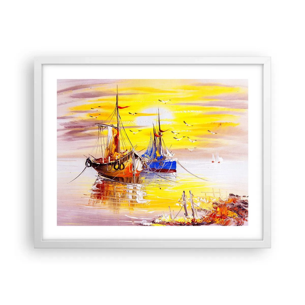 Poszter fekete keretben - Megérdemelt pihenés a kikötőben - 50x40 cm