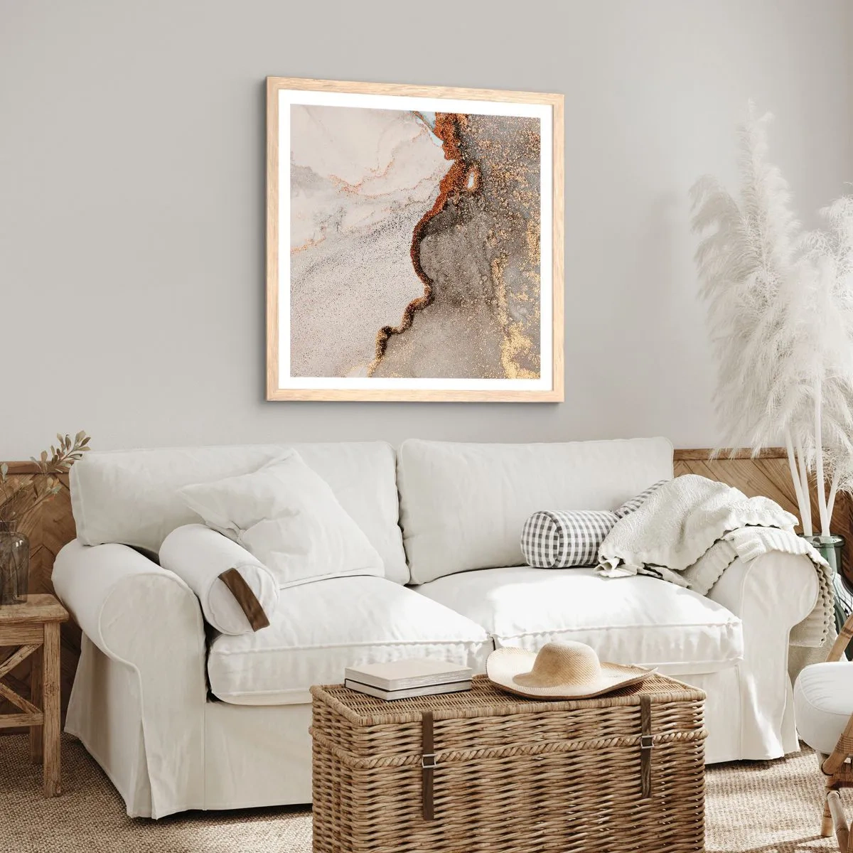 Poszter világos tölgy keretben - A színek határán - 40x40 cm