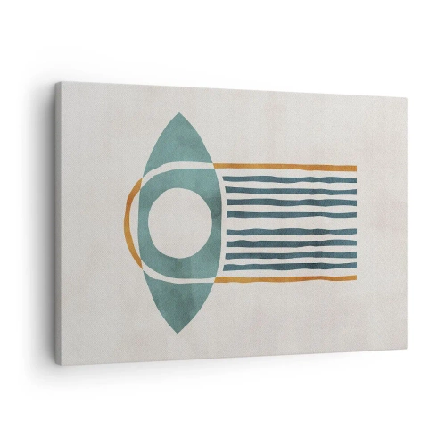 Vászonkép - Geometrikus minta zöld és narancs árnyalatokban - 70x50cm - Jelek és rituálék - Modern fali dekoráció nappalihoz és hálószobához ARTTOR