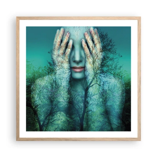 Poszter világos tölgy keretben - Kékbe merítve - 60x60 cm