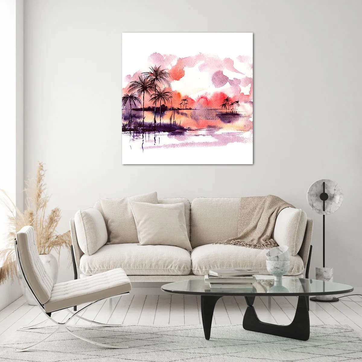 Üveg kép - A trópusok nyugalma vörösben - 70x70 cm