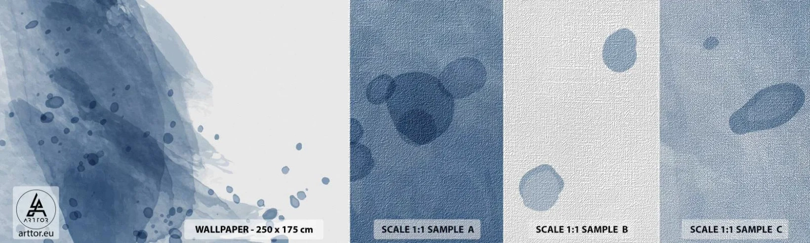 Fotótapéta Minta Premium Canvas - Kék tüll - Absztrakció, Darab, Festmény - 100x30 cm