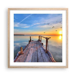 Poszter világos tölgy keretben - Menj egyenesen a nap felé - 50x50 cm