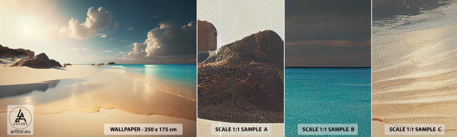 Fotótapéta Minta Premium Sand - Egy álomszerű nap - Vad strand, óceán, Él - 100x30 cm