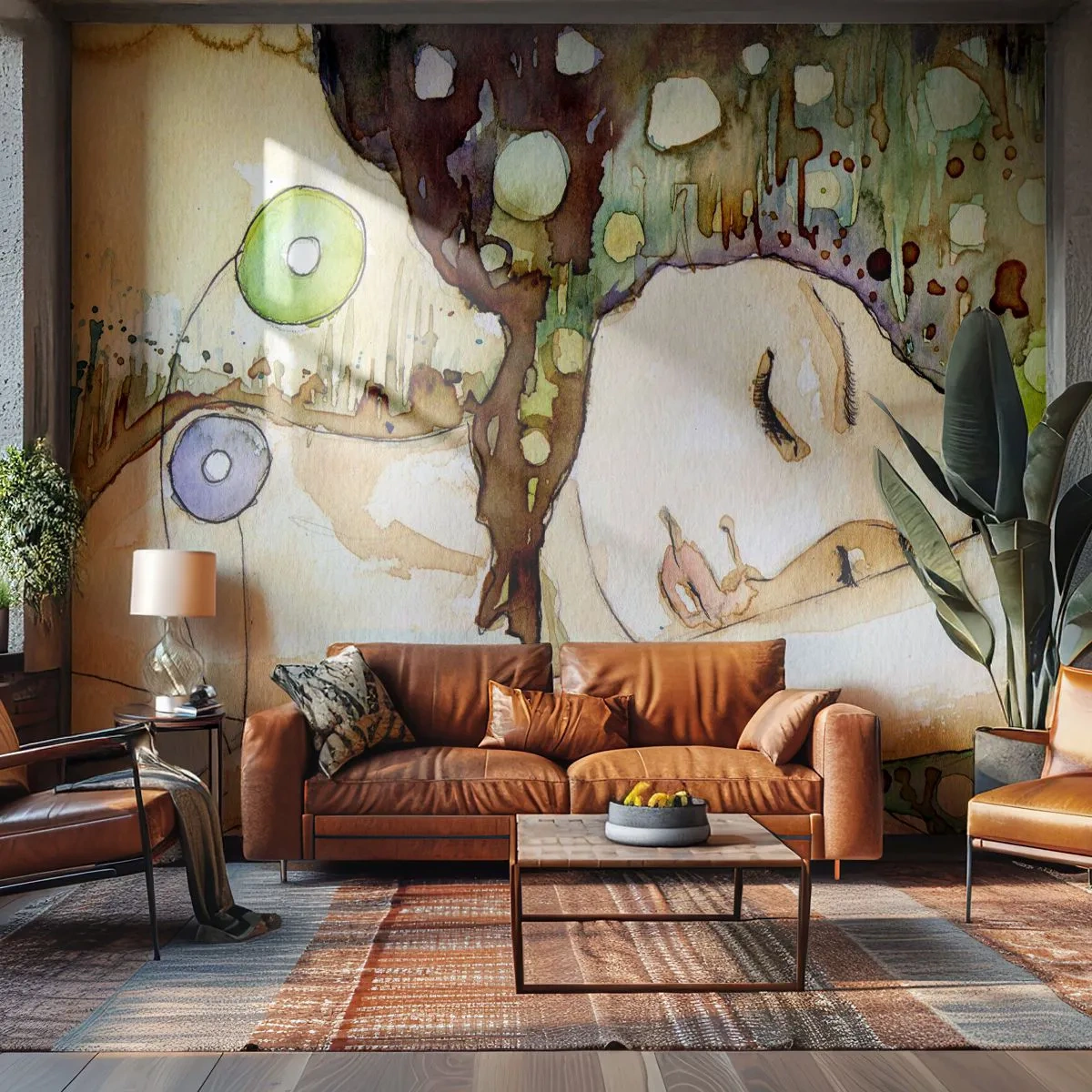 Fotótapéta Standard Eco - Akvarell illusztráció egy alvó nőről absztrakt környezetben - 100x70cm - Smaragd-ibolya álom - Modern fali dekoráció nappalihoz és hálószobához ARTTOR