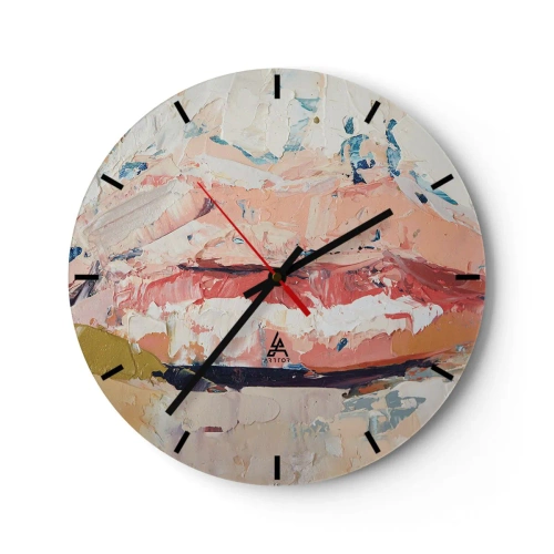 Falióra, Óra - Bézs és rózsaszín árnyalatú festékek absztrakt textúrája - 30x30cm - Felébreszti az érzékeket - Modern fali dekoráció nappalihoz, konyhához és hálószobához ARTTOR