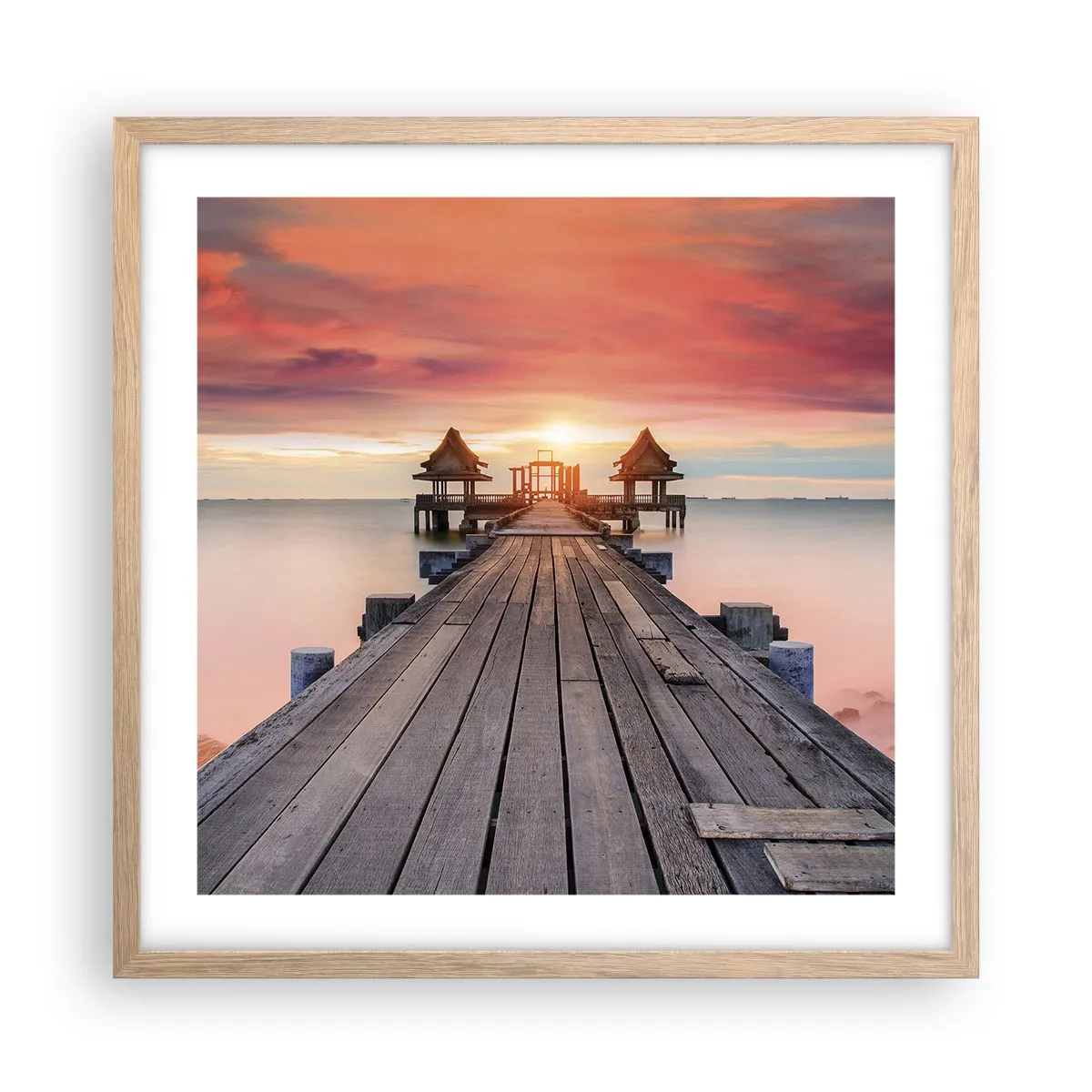 Poszter világos tölgy keretben - Nyugat keleten - 50x50 cm