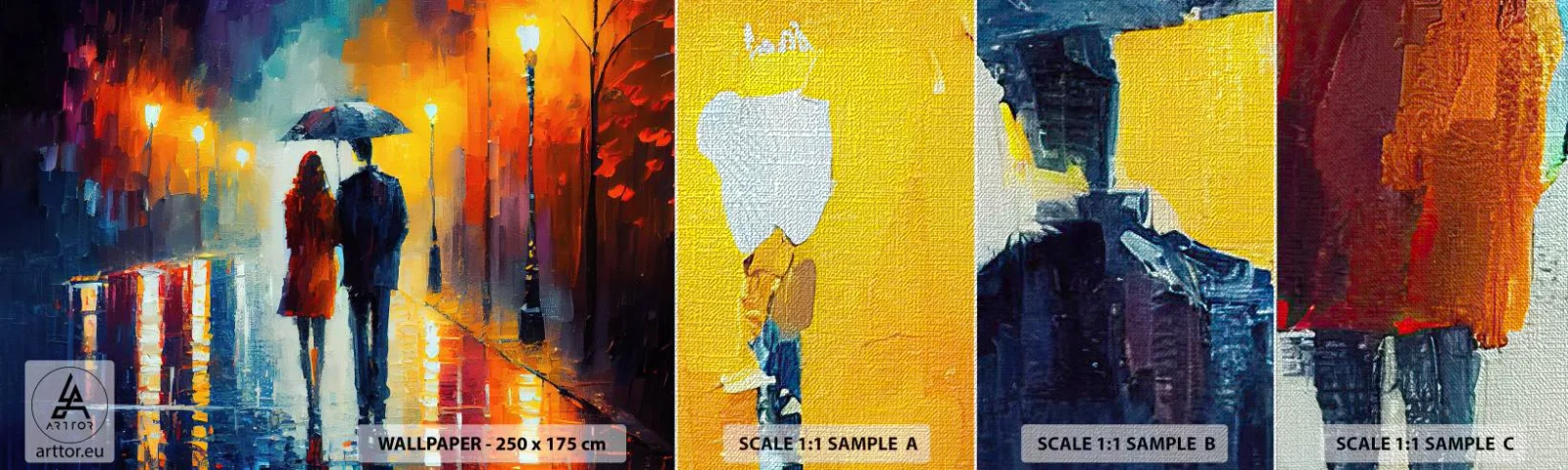 Fotótapéta Minta Premium Canvas - Együtt - egy színes éjszaka - Párosít, Romantikus, Séta - 100x30 cm