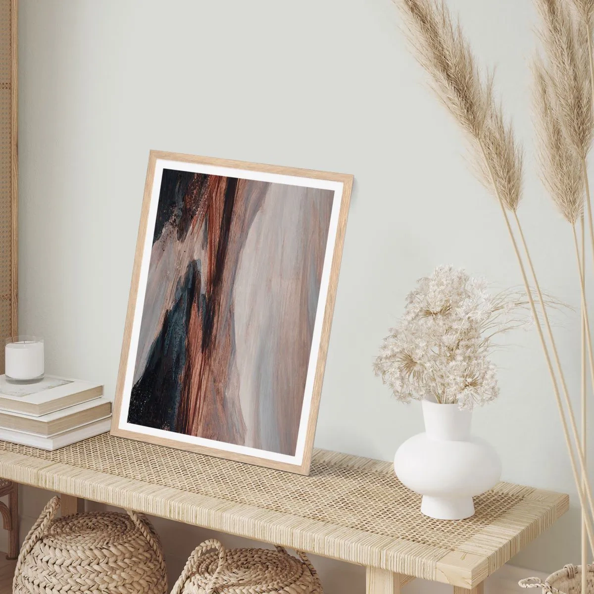 Poszter világos tölgy keretben -  Békés völgy - 30x40 cm