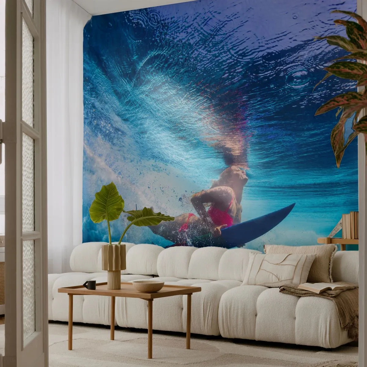 Fotótapéta Premium Canvas - Az öröm mélysége - Szörfözés, Nő, Sport - 250x175 cm