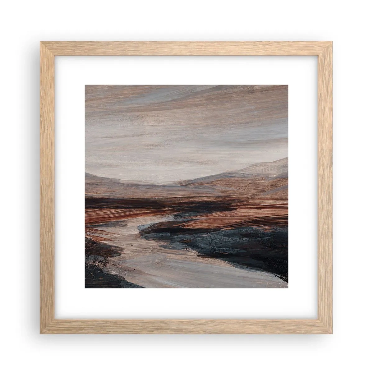 Poszter világos tölgy keretben -  Békés völgy - 30x30 cm