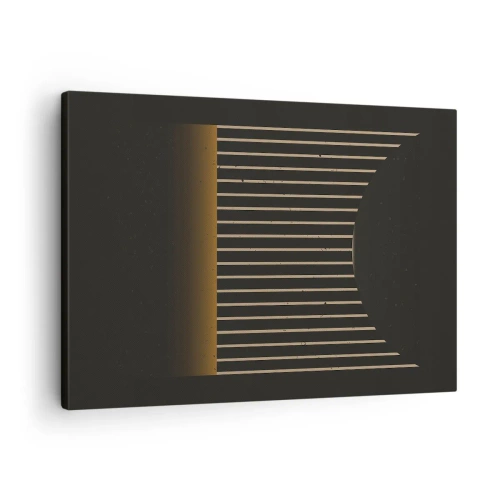 Vászonkép - Geometrikus minta csíkokkal sötét háttéren - 70x50cm - Fedezze fel a sötétséget - Modern fali dekoráció nappalihoz és hálószobához ARTTOR