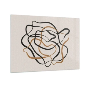 Üveg kép - Fekete és barna vonalak absztrakt kuszasága. - 70x50cm - Minden összezavarodott - Modern fali dekoráció nappalihoz és hálószobához ARTTOR