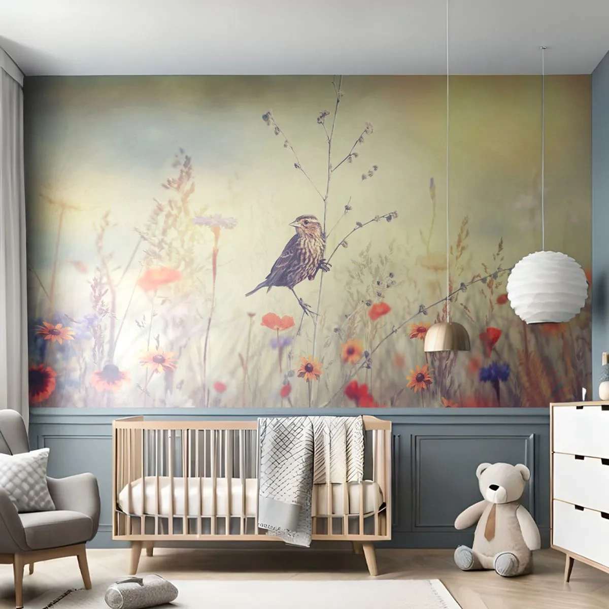 Fotótapéta Premium Canvas - Madárportré egy réttel a háttérben - Madár, Rét, Természet - 400x280 cm