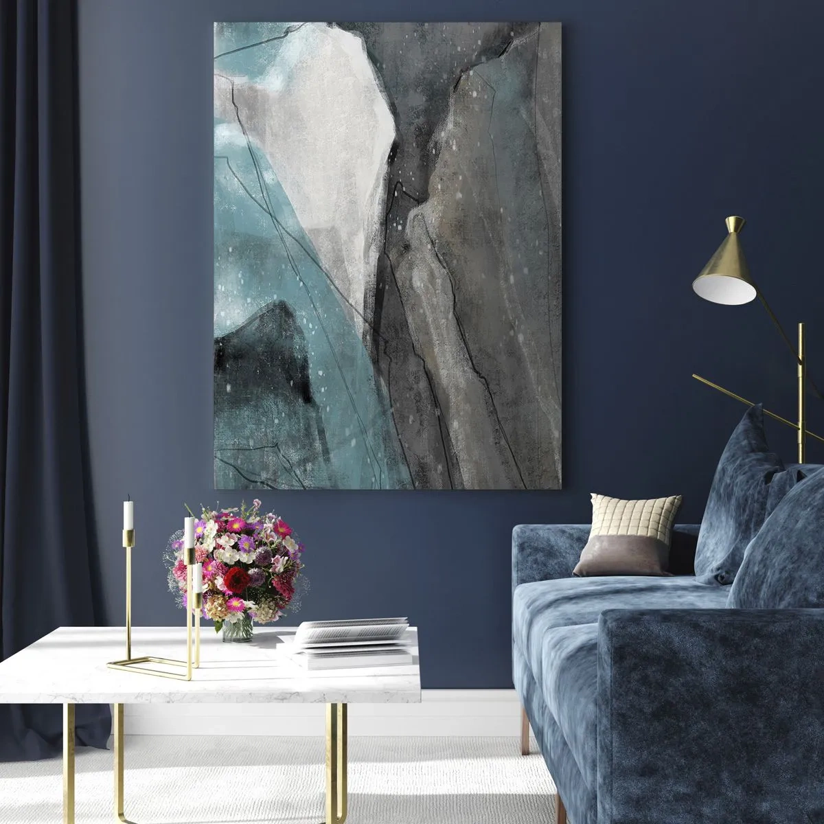 Üveg kép - Absztrakció: sziklák és jég - 50x70 cm