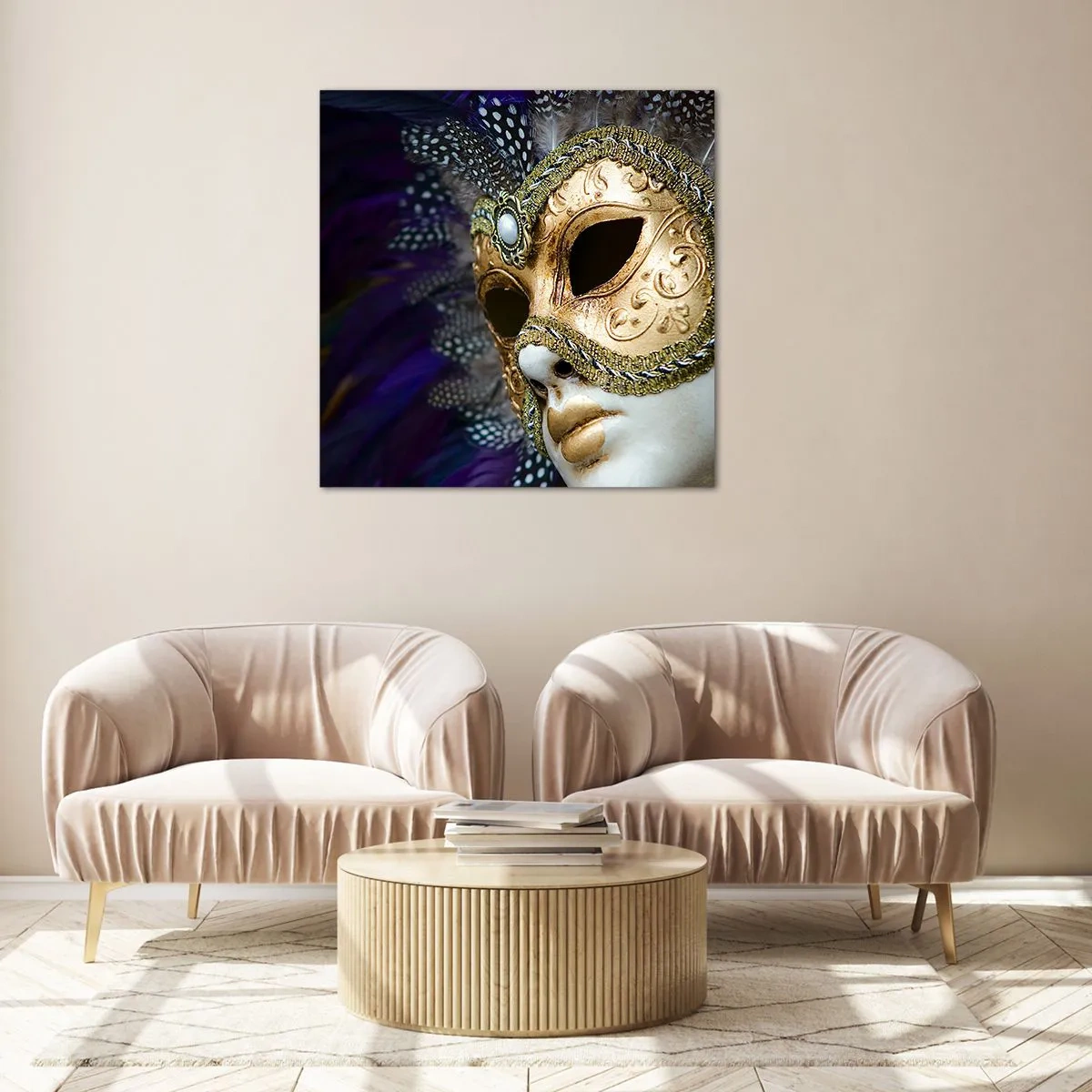 Üveg kép - Velencei portré aranyban - 40x40 cm