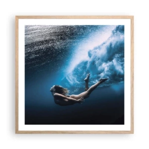 Poszter világos tölgy keretben - Modern sellő - 60x60 cm