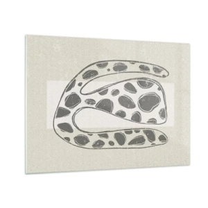 Üveg kép - Egy fantáziadús, organikus forma bézs alapon szürke árnyalatokban - 70x50cm - Egy bizarr teremtmény - Modern fali dekoráció nappalihoz és hálószobához ARTTOR