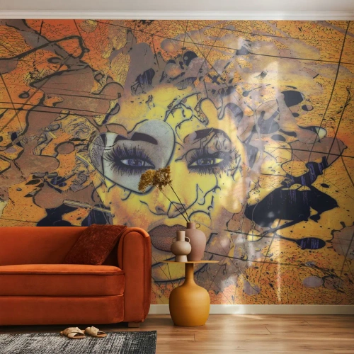 Fotótapéta Premium Sand - Napos szépség - Absztrakció, Női Arc, Szemek - 500x350 cm